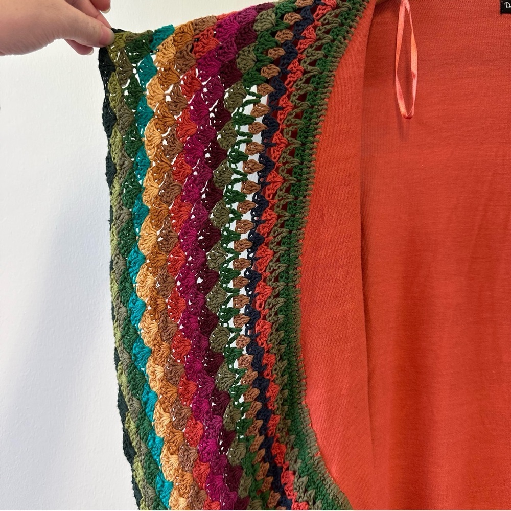Double Zero Multicolor Crochet Ruffle Open Front Cardigan - Picture 3 of 7